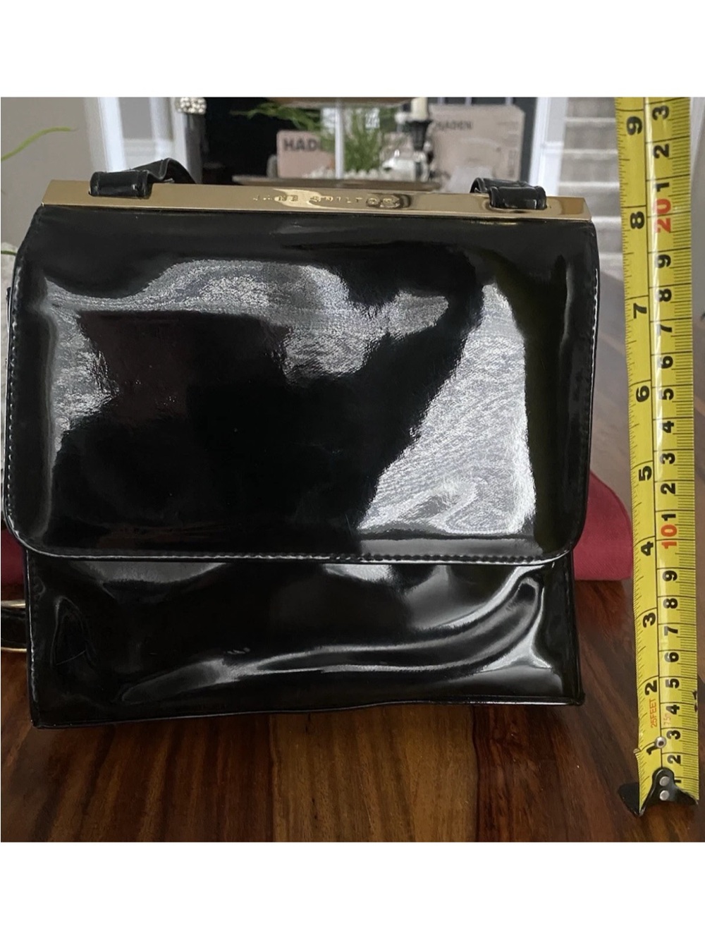 Glossy Black Patent Top-Handle Satchel - Unbranded